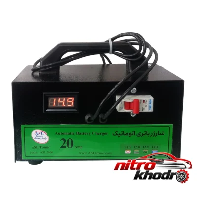 شارژر باتری خودرو - نمای جلو - چیدمان صفحه و نشانگرها