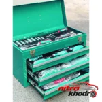نمای بسته بندی مجموعه ابزار دستی 132 عددی توتال با کیفیت عالی برچسب و بسته بندی
