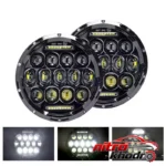 نمای کناری چراغ جلو خودرو LED دایره ای ضد آب بسته دو عددی عمق قاب و پروفایل