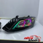 نمای کناری چراغ جلو خودرو گروه پژوهش صنعت مدرن مدل هگزا فولکالر عمق قاب و پروفایل