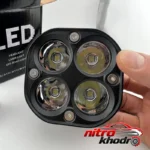 نمای جزئیات پروژکتور آفرودی موتور خودرو با چراغ LED چندمنظوره حرکت و نصب پشتی
