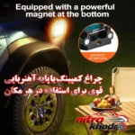 نمای جزئیات چراغ اضطراری W8129 با نور چند رنگ و قابلیت های ویژه حرکت و نصب پشتی