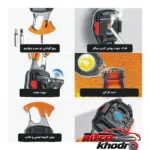 نمای جزئیات چراغ قوه W5147 دستی LED با نور چند رنگ حرکت و نصب پشتی