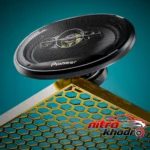 نمای جزئیات اسپیکر خودرو پایونیر با توان بالا و طراحی چهارطرفه پرداخت و جزئیات مواد