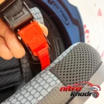 نمای جلو کلاه کاسکت ردلاین سه چهارم با عینک و پد شستشو طراحی و جزئیات کلیدی