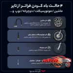 نمای جلو کمپرسور باد باسئوس با فناوری بدون روغن و دو سیلندر طراحی و جزئیات کلیدی