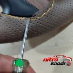 نمای جلو روکش فرمان فرمونو طرح شعله چرم مصنوعی طراحی و جزئیات کلیدی