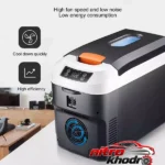 نمای بسته بندی یخچال خودرو سرد و گرم TS-3350 با ظرفیت برچسب و بسته بندی