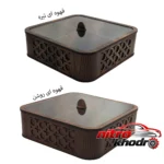 نمای بسته بندی جعبه پذیرایی LZ-1 با بدنه MDF و در پلکسی شیک برچسب و بسته بندی