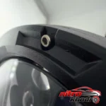 نمای جزئیات چراغ جلو خودرو LED دایره ای ضد آب بسته دو عددی حرکت و نصب پشتی