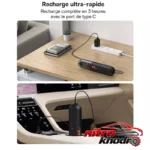 نمای جزئیات جارو شارژی خودرو باسئوس با قدرت مکش بالا حرکت و نصب پشتی