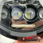 نمای جزئیات چراغ جلو خودرو LED دایره ای ضد آب بسته دو عددی حرکت و نصب پشتی