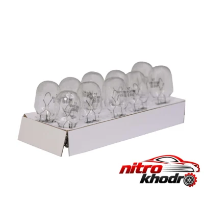 نمای کناری لامپ خودرو W16W پایه W با نور آفتابی - بسته 10 عددی عمق قاب و پروفایل