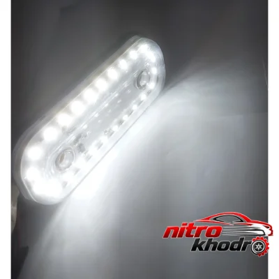 نمای کناری چراغ سقفی خودرو لمسی با طراحی مدرن عمق قاب و پروفایل