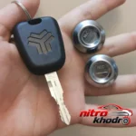 نمای بسته بندی قفل و سوییچ ان ال سی مدل PD2 برای پراید - مجموعه 4 عددی برچسب و بسته بندی