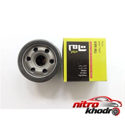 نمای بسته بندی فیلتر روغن خودرو تام مدل TW 68/8 ویژه پراید برچسب و بسته بندی