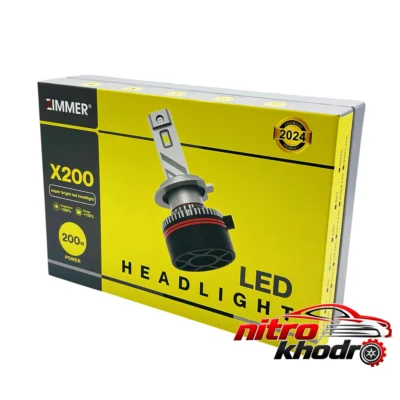 نمای کناری هدلایت لامپ خودرو زیمر مدل X200 پایه H11 با نور یخی عمق قاب و پروفایل
