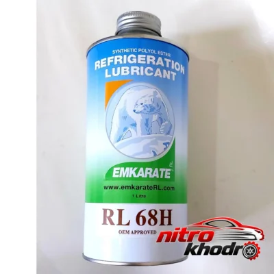 نمای بسته بندی روغن کمپرسور امکارات مدل RL68H با کیفیت بالا برچسب و بسته بندی