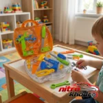 نمای بسته بندی ست اسباب بازی ابزار کیفی با وسایل کامل برچسب و بسته بندی