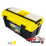 نمای بسته بندی جعبه ابزار کارا با دو طبقه و 12 محفظه برچسب و بسته بندی