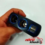 نمای بسته بندی شارژر فندکی خودرو آلسون با نورپردازی و دو درگاه USB برچسب و بسته بندی