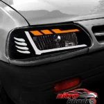 نمای کناری چراغ جلو خودرو گروه پژوهش صنعت مدرن مدل R8-WY عمق قاب و پروفایل