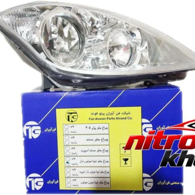 نمای کناری چراغ جلو فن آوران پرتو الوند برای تیبا عمق قاب و پروفایل