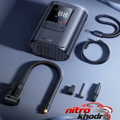نمای کناری کمپرسور هوا شارژی بیسوس مدل GoTrip VA1 Max با فشار 150 پی اس آی عمق قاب و پروفایل