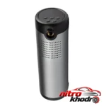 نمای کناری کمپرسور باد شارژی پاورولوجی با فشارسنج و چراغ قوه عمق قاب و پروفایل