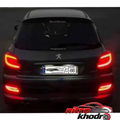 نمای کناری چراغ مه شکن عقب LED اسپرت پژو 207 مدل RD-6655 عمق قاب و پروفایل