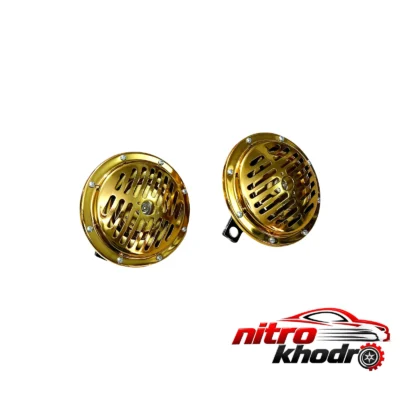 نمای بسته بندی بوق خودرو بوش مدل Golden با کیفیت عالی برچسب و بسته بندی