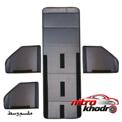 نمای بسته بندی جعبه نظم دهنده برزنتی خودرو با دو محفظه برچسب و بسته بندی