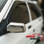 نمای بسته بندی فلاپ آینه جانبی خودرو استیل با متعلقات نصب برچسب و بسته بندی