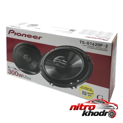 نمای بسته بندی اسپیکر خودرو پایونیر مدل TS-G1620F با کیفیت صدا برچسب و بسته بندی