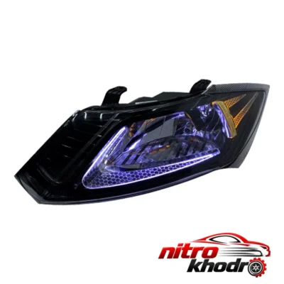 نمای کناری چراغ جلو خودرو گروه پژوهش صنعت مدرن مدل 3D-Nike-Plus عمق قاب و پروفایل