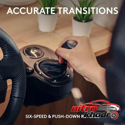 نمای بسته بندی دسته دنده لاجیتک Driving Force با طراحی ارگونومیک برچسب و بسته بندی