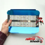 نمای کناری چراغ سیار خودرو کمپینک با بدنه فلزی ضدآب عمق قاب و پروفایل