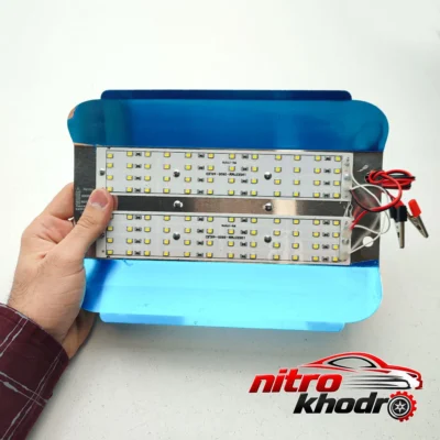 نمای کناری چراغ سیار خودرو کمپینک با بدنه فلزی ضدآب عمق قاب و پروفایل