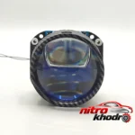 نمای کناری لنز چراغ خودرو زیمر با نور لیزر و پایه دو کنتاکت عمق قاب و پروفایل