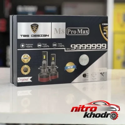نمای کناری هدلایت تی بی اس دیزاین مدل M8 پروماکس H1 با نور یخی عمق قاب و پروفایل