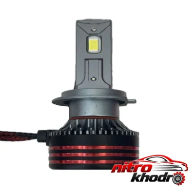 نمای کناری هدلایت TOBYs M8 Pro Max با نور یخی و فن خنک کننده عمق قاب و پروفایل