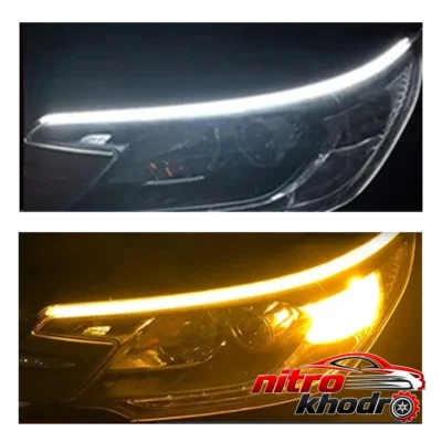 نمای بسته بندی چراغ فلکسیبل خودرو دی لایت با کیفیت دو عددی برچسب و بسته بندی