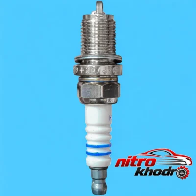نمای بسته بندی شمع خودرو بوش پلاتینی پایه کوتاه مناسب رنو برچسب و بسته بندی