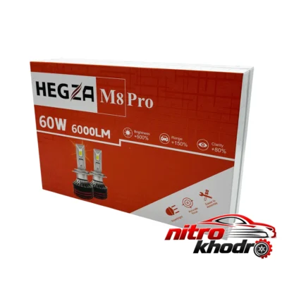 نمای کناری هدلایت لامپ خودرو ZIMMER HEGZA M8PRO پایه H11 - بسته دو عددی عمق قاب و پروفایل