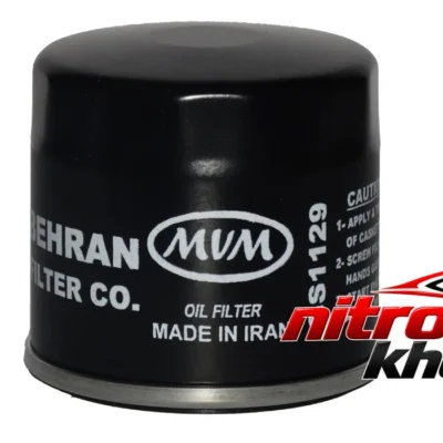 نمای بسته بندی فیلتر روغن خودرو بهران مدل GS1129 برای ام وی 110 برچسب و بسته بندی