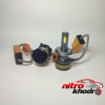 نمای کناری لامپ هدلایت خودرو M9 PRO با نوردهی بالا عمق قاب و پروفایل