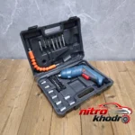 نمای جزئیات دریل پیچ گوشتی شارژی تاشو باس با لامپ LED حرکت و نصب پشتی