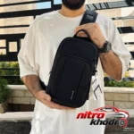نمای جزئیات کیف دوشی برزنتی BG-7795 با قابلیت تنظیم بند پرداخت و جزئیات مواد