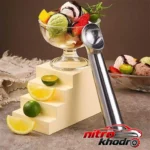 نمای جزئیات ابزار آشپزی به گز مدل اسکوپ جیوه ای با طراحی خاص پرداخت و جزئیات مواد