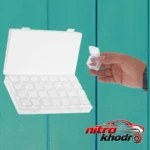 نمای جزئیات جعبه نظم دهنده ابزار پلاستیکی با 28 محفظه پرداخت و جزئیات مواد